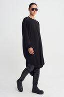 Black Draped-Back Jersey Dress-K264014056