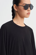Black Draped-Back Jersey Dress-K264014056