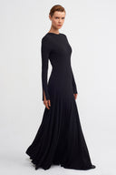 Black Seam Detail Maxi Jersey Dress-K264014057