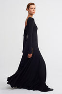 Black Seam Detail Maxi Jersey Dress-K264014057