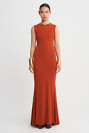 Flame Asymmetric Seam Mermaid Jersey Dress-K264014063