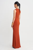 Flame Asymmetric Seam Mermaid Jersey Dress-K264014063