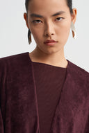 Burgundy Mesh Sleeve Velvet Dress-K264014065