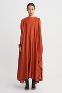 Contrast-Piped Asymmetric Maxi Dress-K264014072