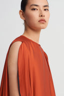 Contrast-Piped Asymmetric Maxi Dress-K264014072