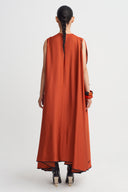 Contrast-Piped Asymmetric Maxi Dress-K264014072