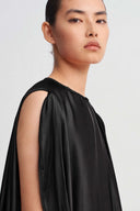 Black / Black Contrast-Piped Asymmetric Maxi Dress-K264014072
