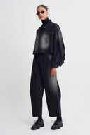 Black Washed Denim Jacket-K265015011