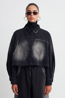 Black Washed Denim Jacket-K265015011