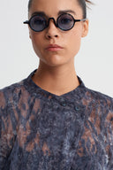 Dark Grey Printed Organza Jacket-K265015012
