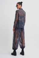 Dark Grey Printed Organza Jacket-K265015012