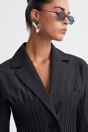 Black Panel-Pleated Jacket-K265015014