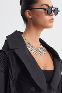 Black Pleated Shoulder Detail Cropped Jacket-K265015018