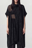 Black Oversized Knit Tunic-K265015038