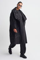 Black Printed Long Jacket-K265015053