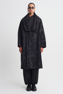 Black Printed Long Jacket-K265015053