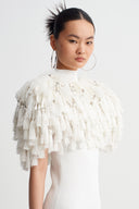 Off White Layered Fringe Bolero-K265015059