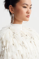 Off White Layered Fringe Bolero-K265015059