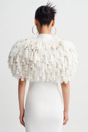 Off White Layered Fringe Bolero-K265015059