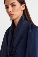 Night Blue Tie-Front Oversized Jacket-K265015070