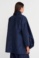 Night Blue Tie-Front Oversized Jacket-K265015070