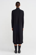 Black Side Slit Long Jersey Cardigan-K265015075