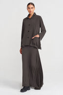 Brown Asymmetric Pocket Detail Jersey Jacket-K265015076