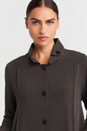 Brown Asymmetric Pocket Detail Jersey Jacket-K265015076