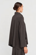 Brown Asymmetric Pocket Detail Jersey Jacket-K265015076