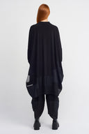 Black Satin and Organza Detail Oversized Jersey Jacket-K265015077