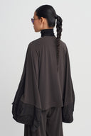 Brown Mixed Fabric Jersey Cardigan-K265015081