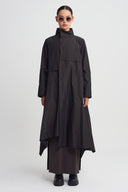 Brown Asymmetric Long Jacket-K265015082