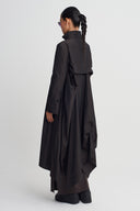 Brown Asymmetric Long Jacket-K265015082