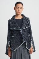 Indigo Asymmetric Textured Jacket-K265015087