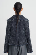 Indigo Asymmetric Textured Jacket-K265015087