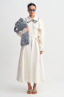 Mılk Trench Coat with Contrast Fuzzy Trim-K267017014