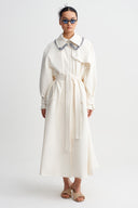 Mılk Trench Coat with Contrast Fuzzy Trim-K267017014