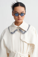Mılk Trench Coat with Contrast Fuzzy Trim-K267017014