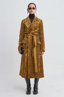 Ochre Belted Corduroy Coat-K267017018