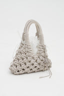 Silver Shimmering Macramé Top Handle Bag-K268018018