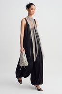Silver Shimmering Macramé Top Handle Bag-K268018018