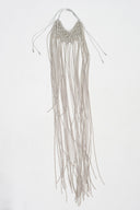 Silver Shimmering Macramé Fringe Necklace-K269019007