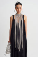 Silver Shimmering Macramé Fringe Necklace-K269019007