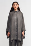 Black Wide Sleeve Loose Silk Shirt-Y231011130