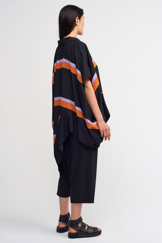 MultiColor Stripe Patterned Asymmetrical Shirt-Y231011135