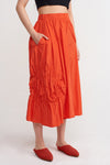 Orange Rubber Embroidered Taffeta Skirt-Y232012028