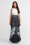 Black / White Tie Dye Fringe Fish Skirt-Y232012030