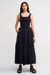 Black Midi Linen Skirt-Y232012031