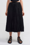 Black Midi Length Tulle Skirt-Y232012033