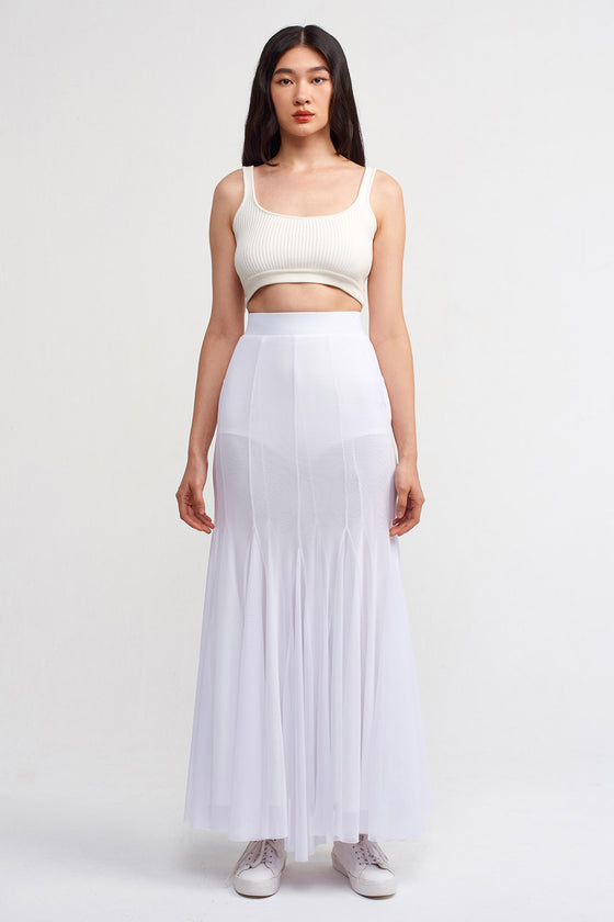 Off White Tulle Fish Skirt-Y232012034